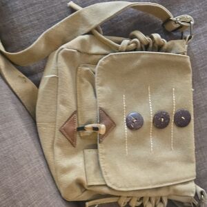 Canvas Crossbody Messenger Bag in Olive Green